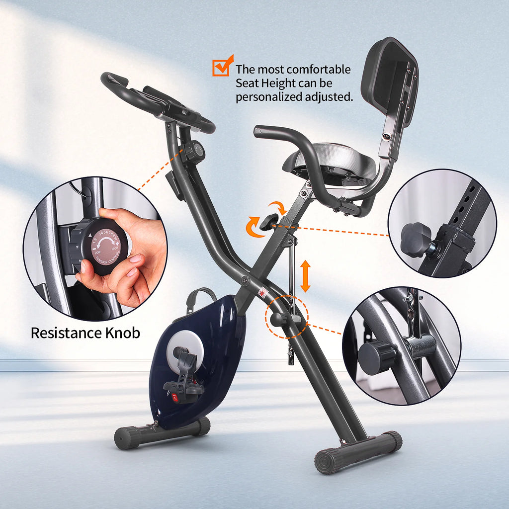 Folding Indoor Cycling Exercise Bike 10-Levels Resistance L9431