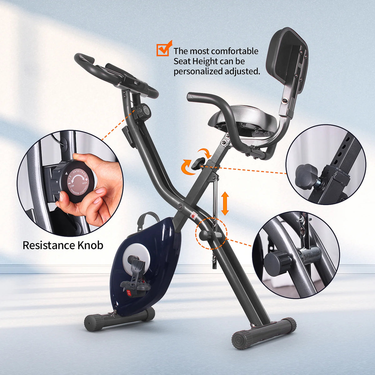 Folding Indoor Cycling Exercise Bike 10-Levels Resistance L9431