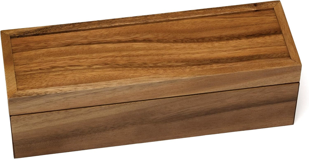 Acacia Wood Tea Box with 4 Sections I17797