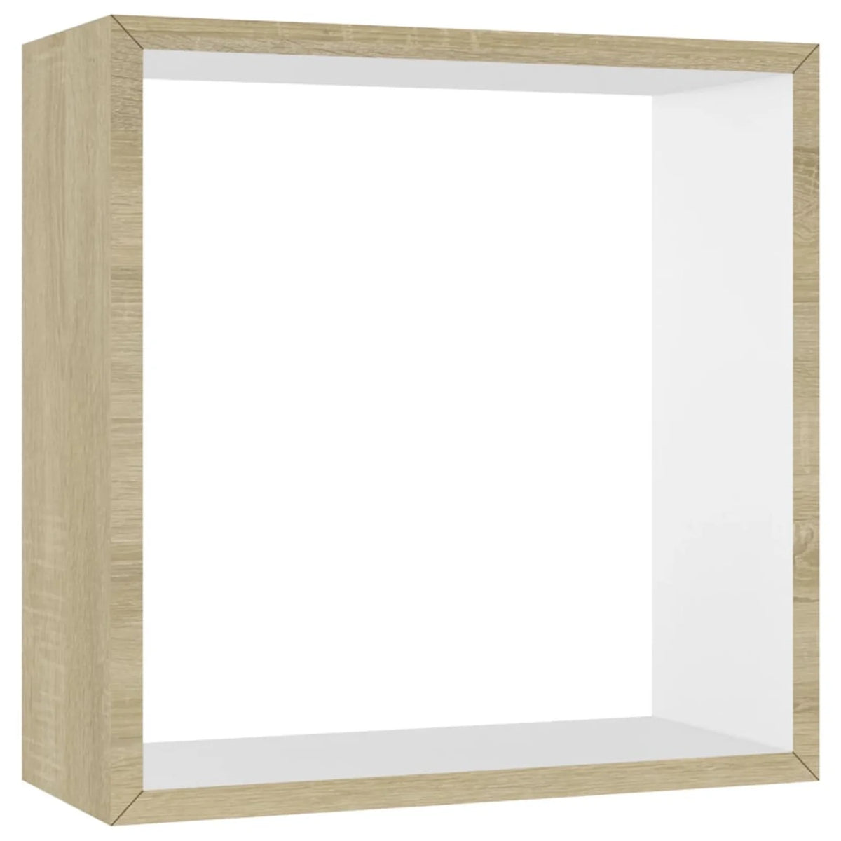 Set of 3 White Sonoma Oak MDF Wall Cube Shelves G4521