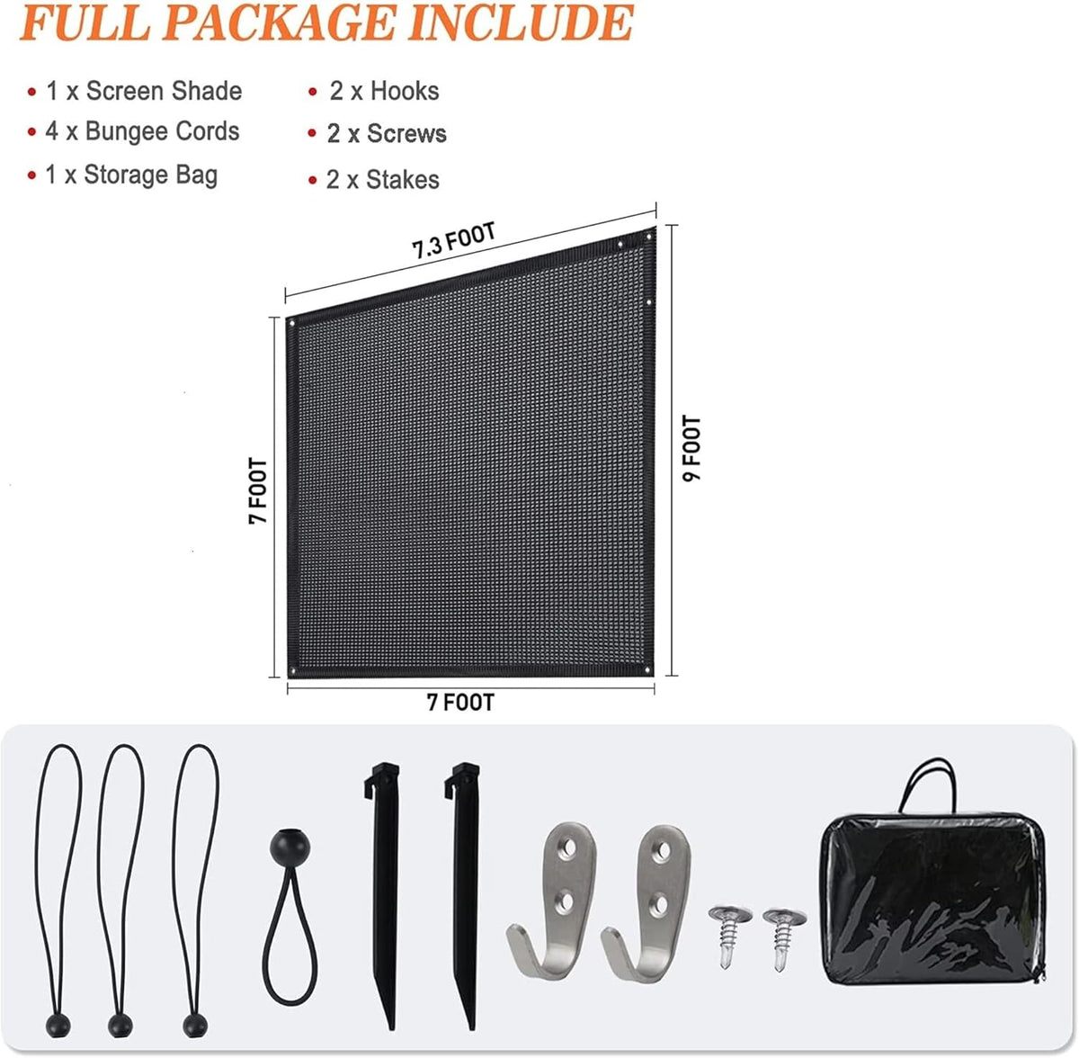 Black Mesh RV Awning Sunshade 15' x 9' I49201