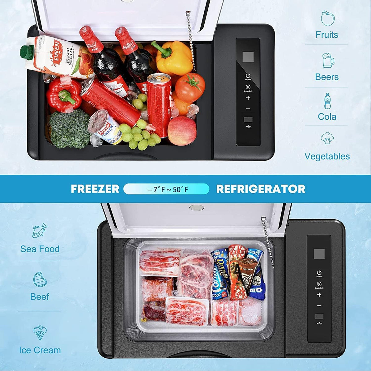 Portable 12 Volt Refrigerator 26 Quart Electric Cooler E294065