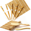Bamboo Sushi Mat Sushi Making Kit with 2 Rolling Mats, 5 Pairs of Chopsticks, 1 Paddle, 1 Spreader P860092