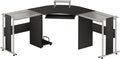 69" L-Shaped Tempered Glass Office Computer Desk with Steel Frame Black I746