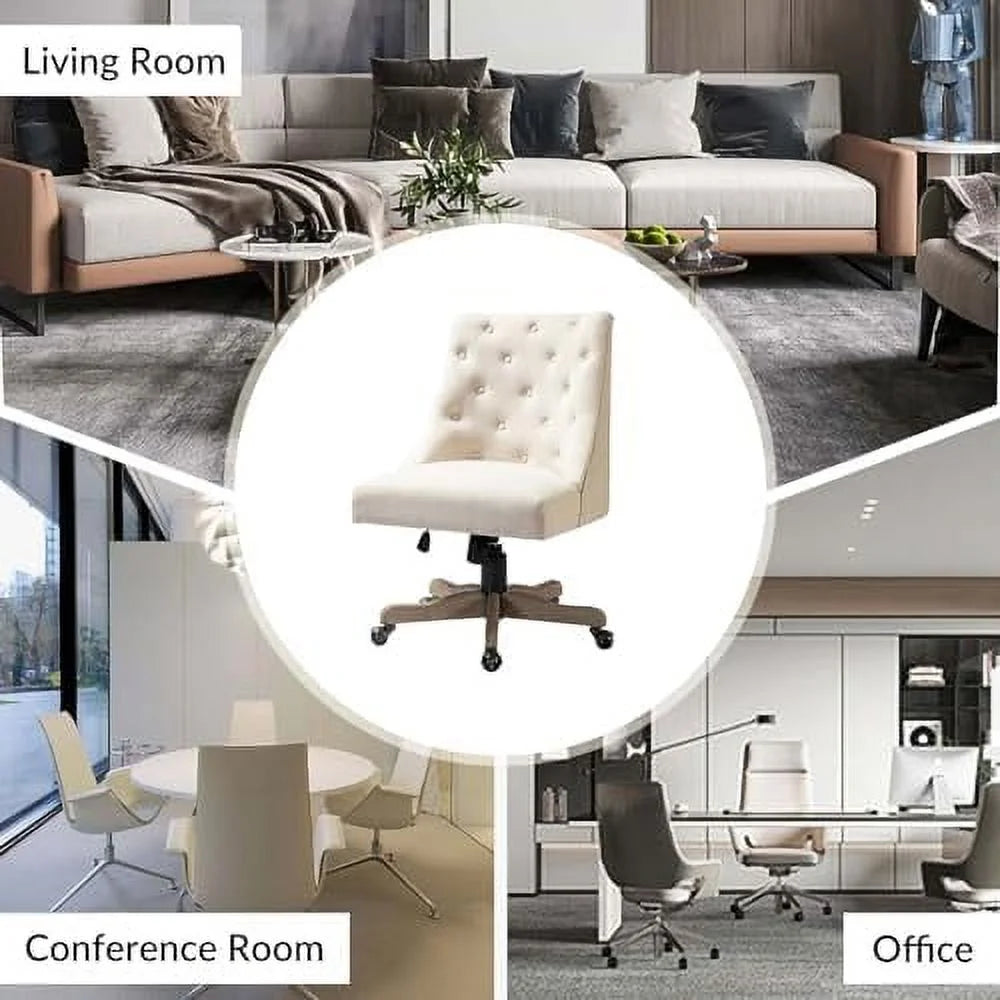 Beige Tufted Upholstered Armless Office Chair S540