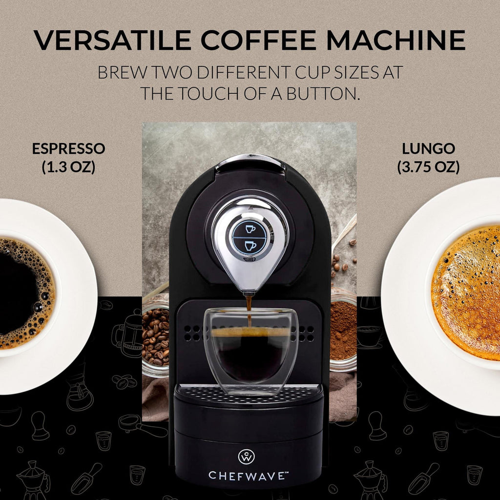 Black Espresso Machine for Nespresso Capsules with Holder and Cups R7869