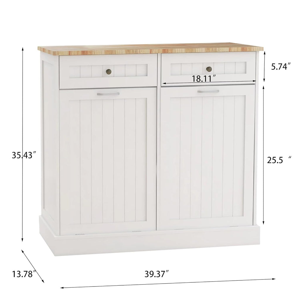 Double Tilt Out Trash Cabinet with Wood Tabletop E9427