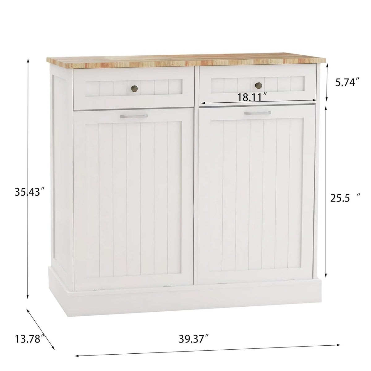 Double Tilt Out Trash Cabinet with Wood Tabletop E9427