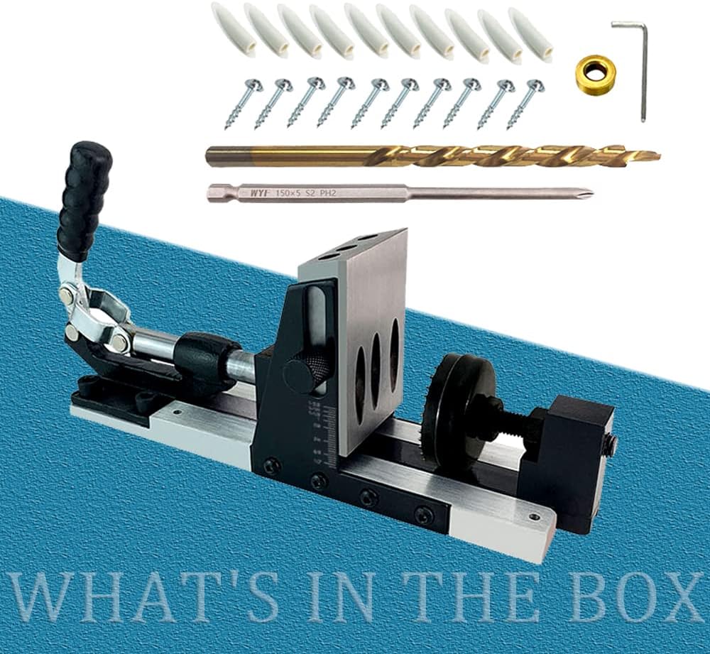Adjustable 3 Holes Metal Pocket Hole Jig Kit with Clamp W5238