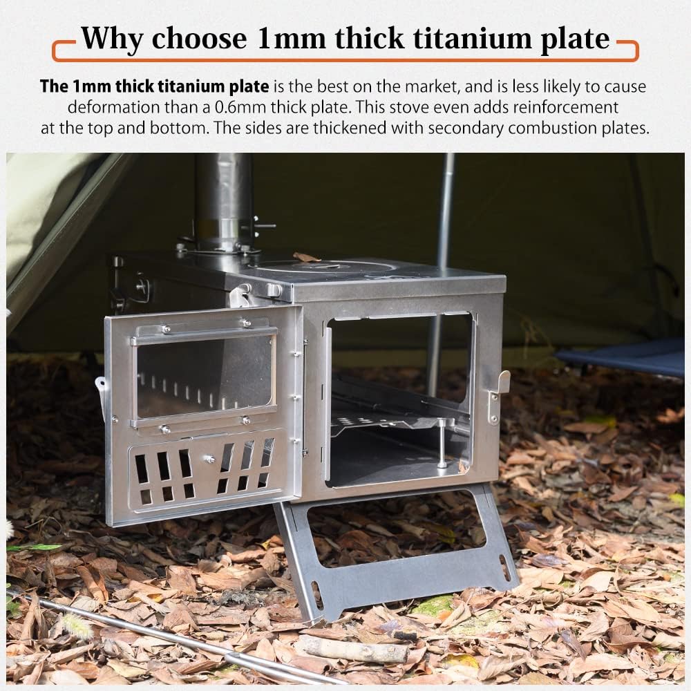 15inch Wood Burning Stove Folding Portable with 9.84ft Pipes A462