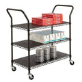 3 Shelf Wire Utility Transport Cart in Black H154608