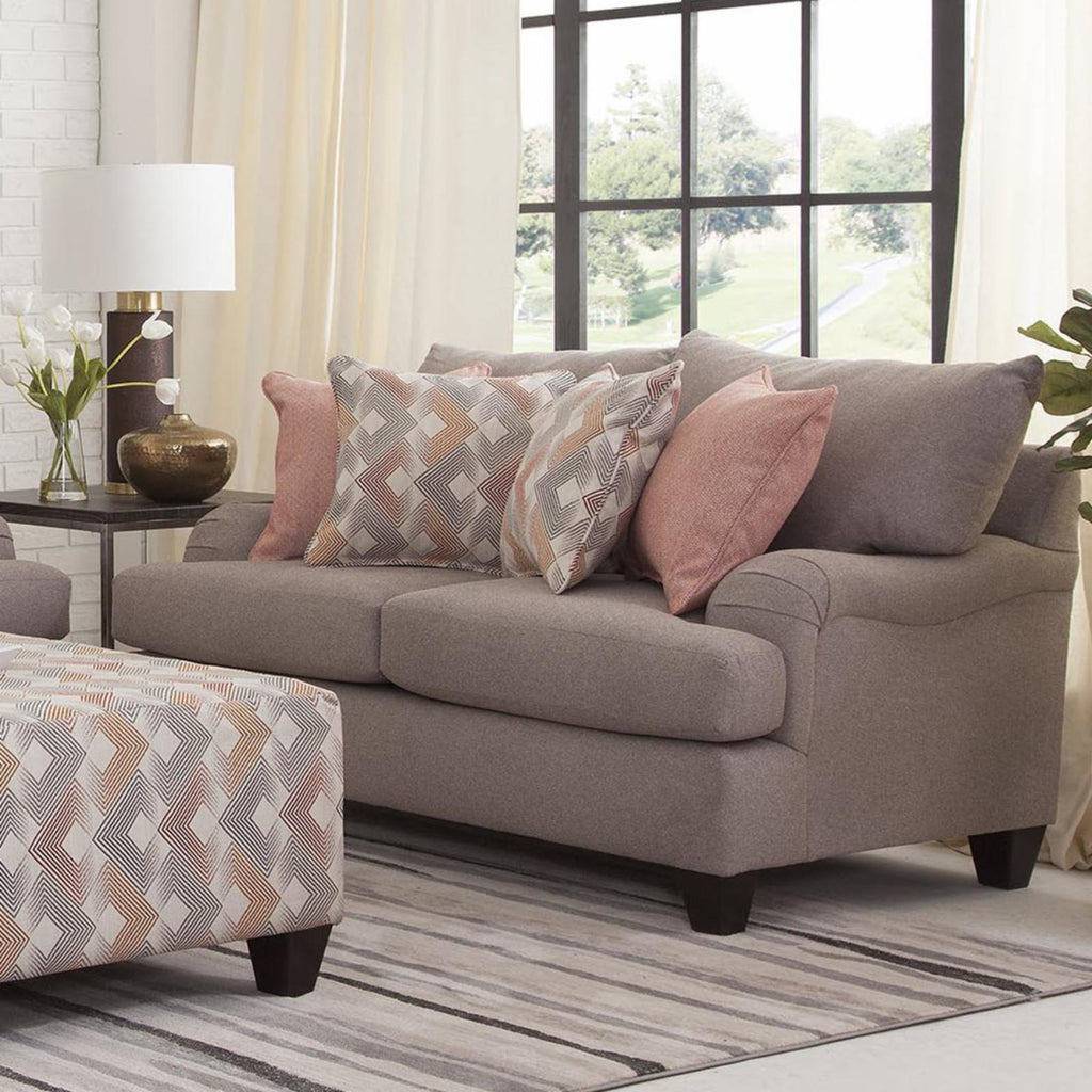 Woven Chenille Rolled Arm Loveseat with 4 Accent Pillows T99821