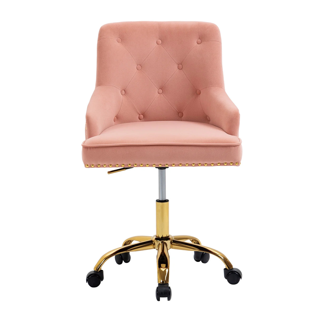 Velvet Vanity Chair with Tufted Button, Swivel Height-Adjustable Seat Q307071