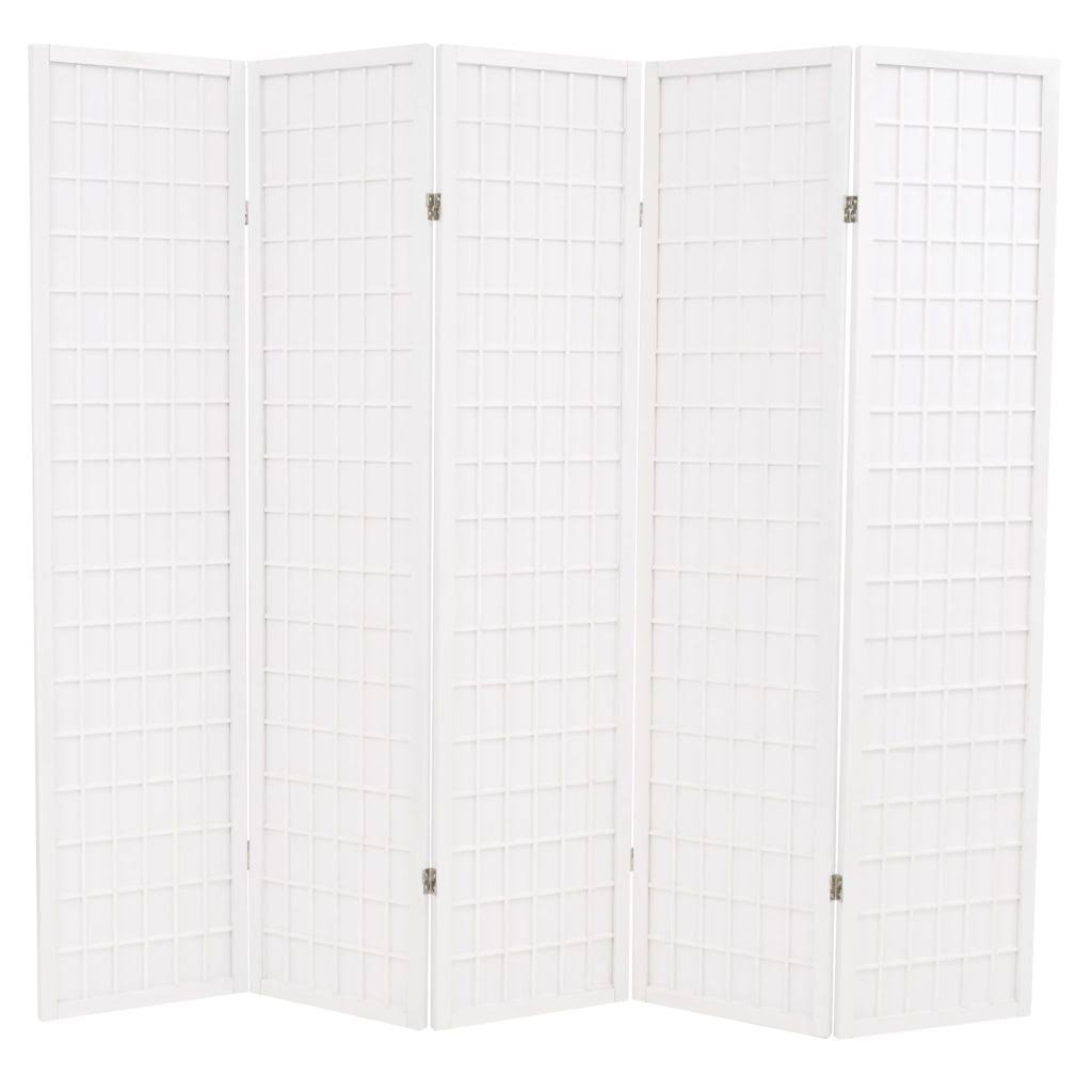 White Folding 5-Panel Room Divider K5991