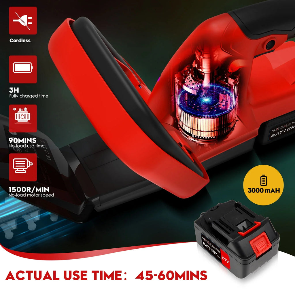 21V Cordless Electric Hedge Trimmer with Battery & Charger Y113773