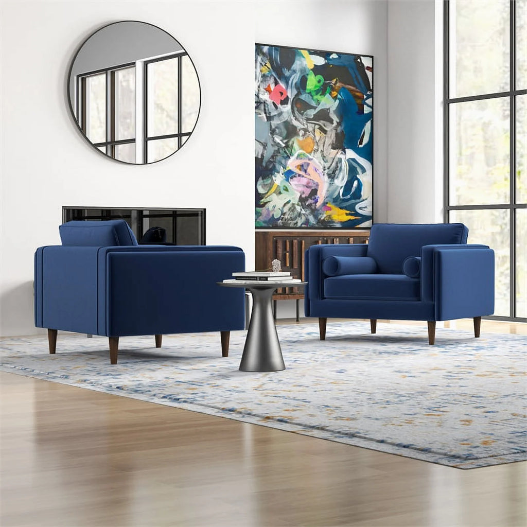 Mid-Century Velvet Lounge Chair Set of 2 D37026