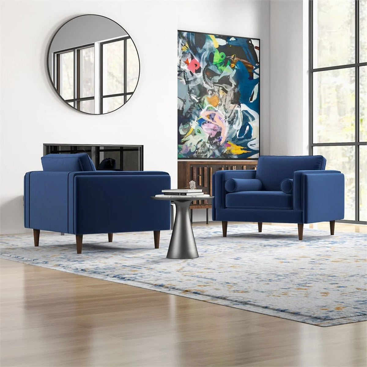 Mid-Century Velvet Lounge Chair Set of 2 D37026