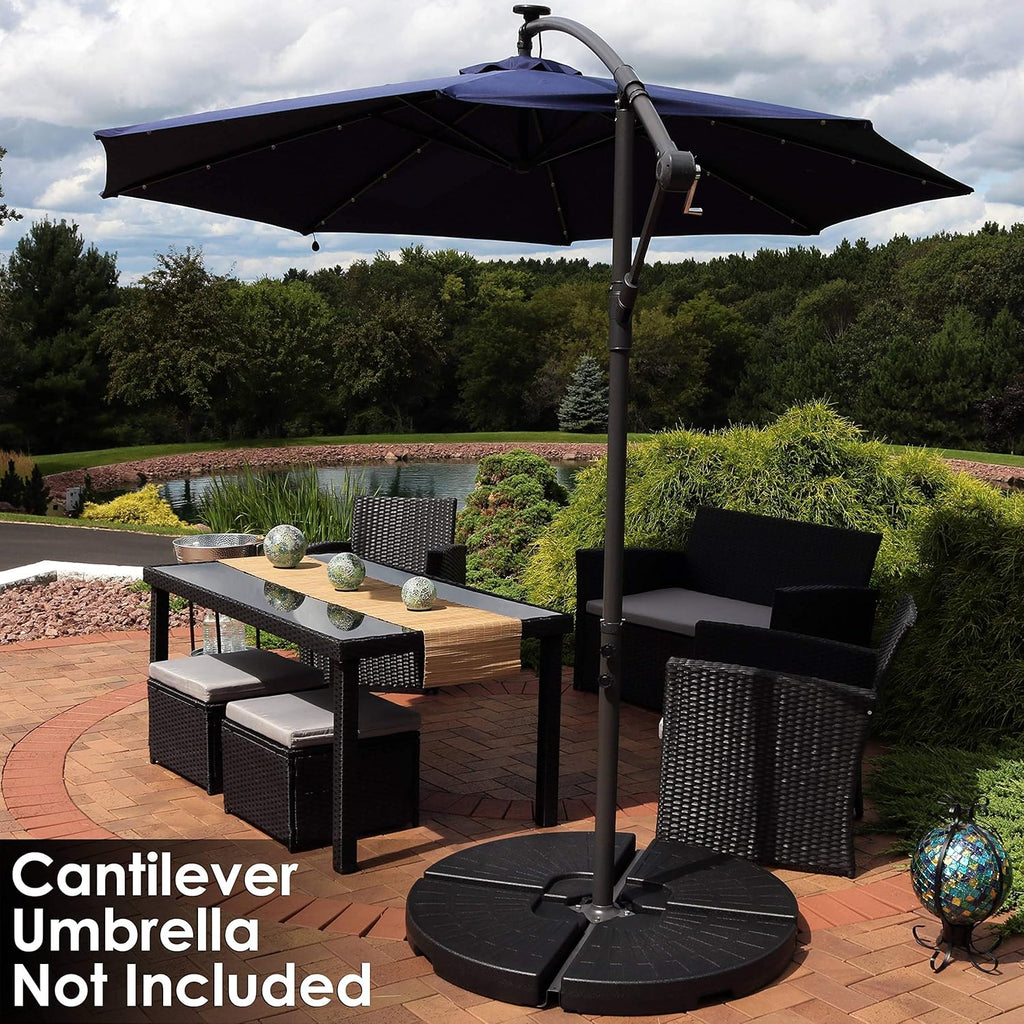 4-Piece Heavy-Duty Cantilever Offset Patio Umbrella Base Plates Black U344