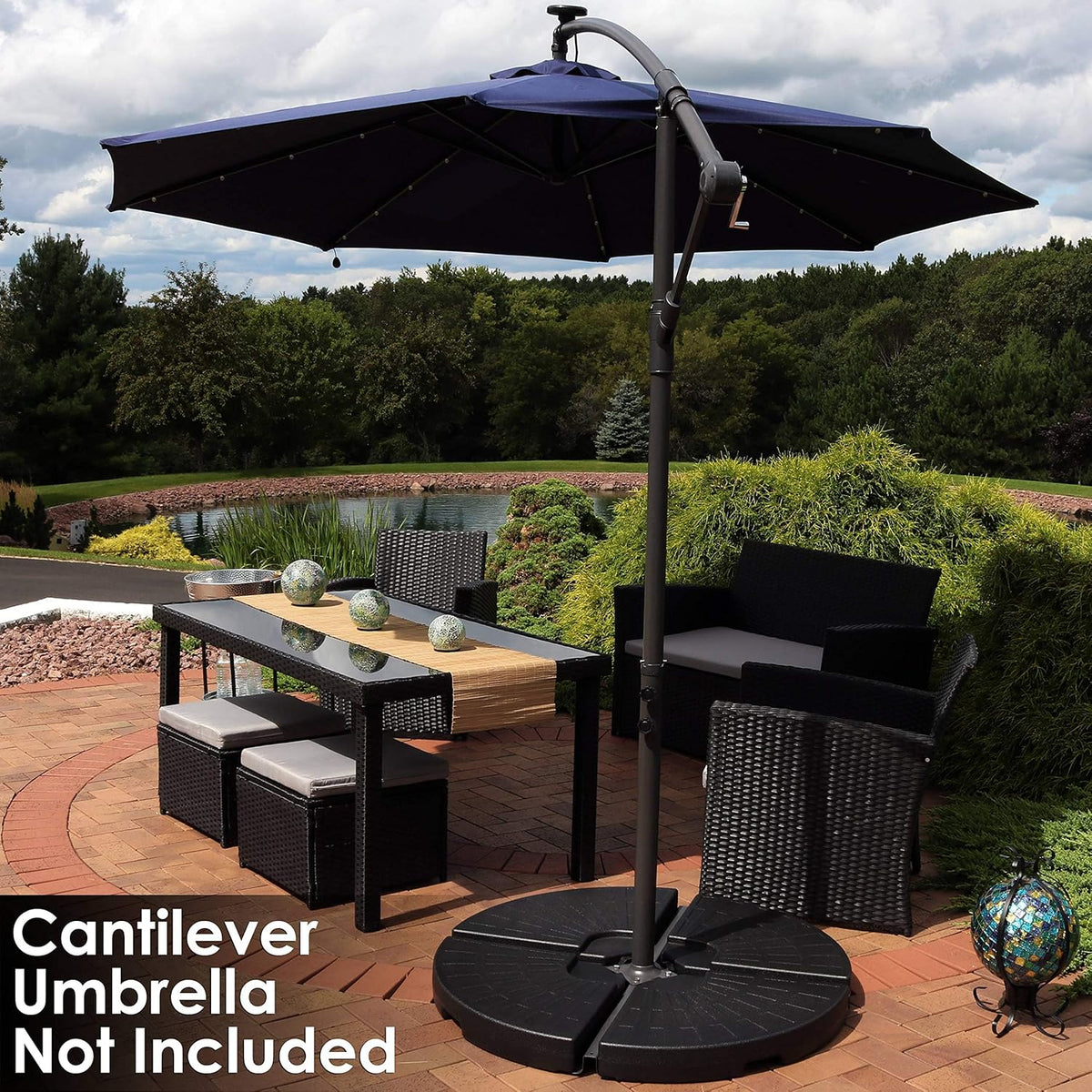 4-Piece Heavy-Duty Cantilever Offset Patio Umbrella Base Plates Black U344