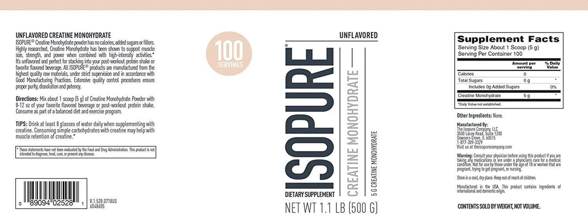 Unflavored 100% Whey Protein Isolate 500g Z281058
