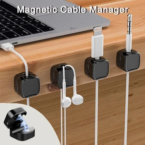 12 Pack Black Self Adhesive Magnetic Cable Clips Cord Organizer B7144