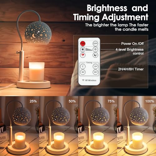 White Electric Candle Warmer Lamp with Timer and Remote Controls X926