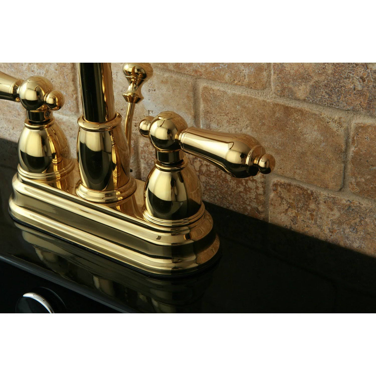 Two Handle Centerset Lavatory Faucet with Pop-Up Polished Brass A64766