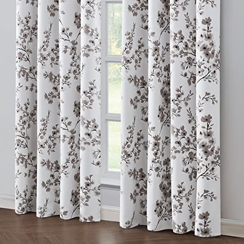 Taupe Floral Blackout Curtains, 52 X 84 Inches, 2 Panels N8695