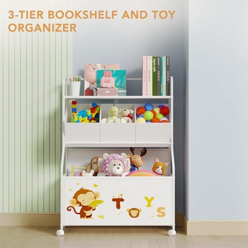 White 3-Tier Toy Storage Organizer with Wheels R3286