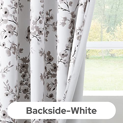 Taupe Floral Blackout Curtains, 52 X 84 Inches, 2 Panels N8695
