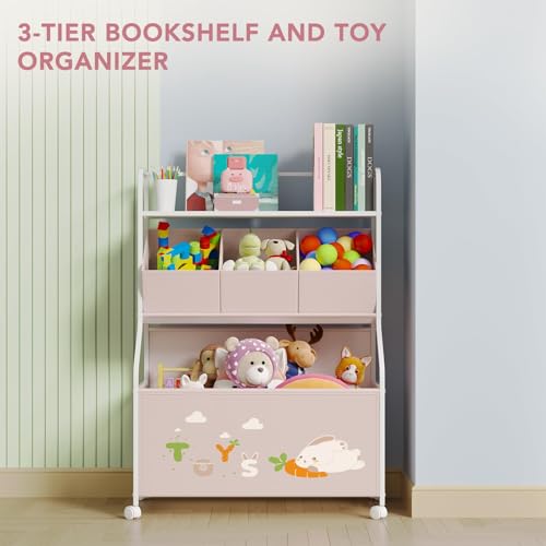 White 3-Tier Toy Storage Organizer with Wheels R3286