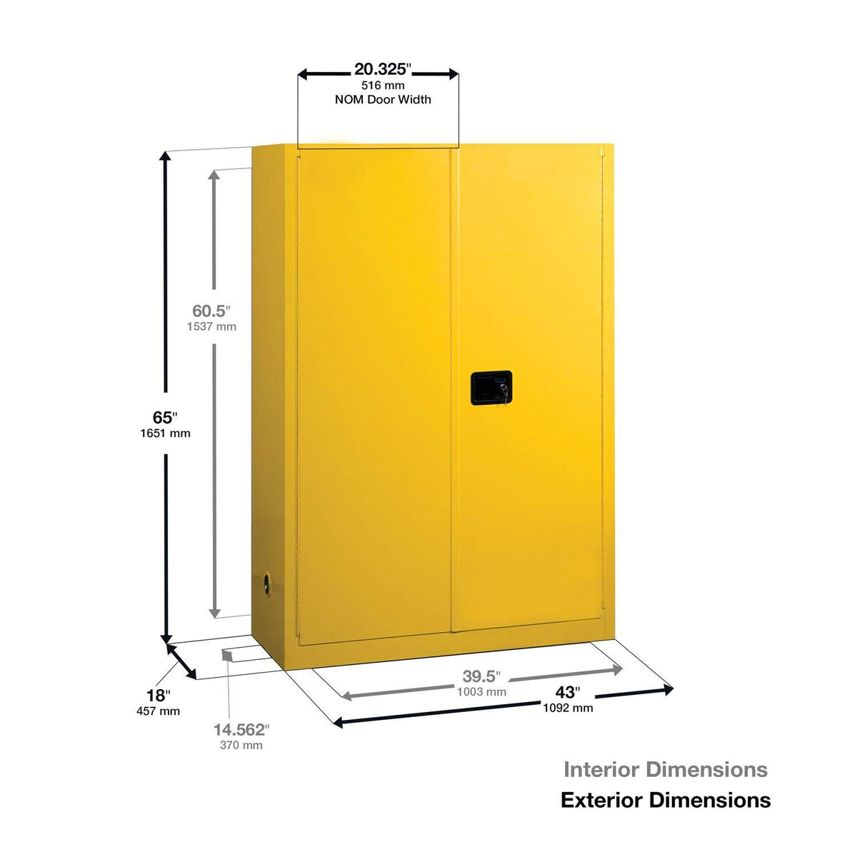 2 Door Self Closing Flammable Safety Cabinet, 45 gal T933