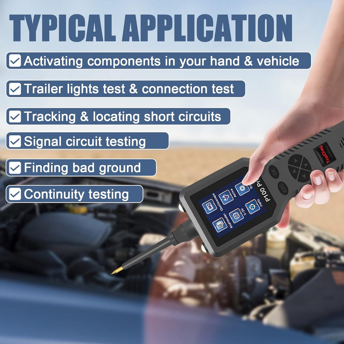 Automotive Circuit Tester with Multimeter and 20FT Cable for 12V 24V Q39688