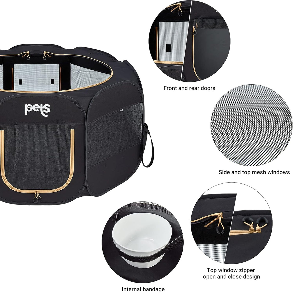 Portable Foldable Pet Playpen with Carrying Bag G279309