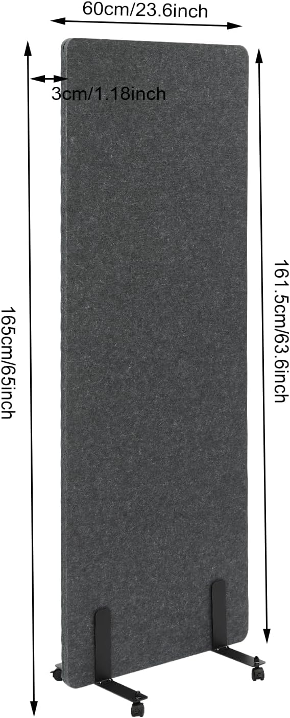 Dark Gray Freestanding Acoustic Room Divider Panel Q929916