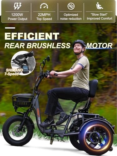 1200W 48V 20AH 18''×4'' Fat Tire Folding Electric Tricycle A89575