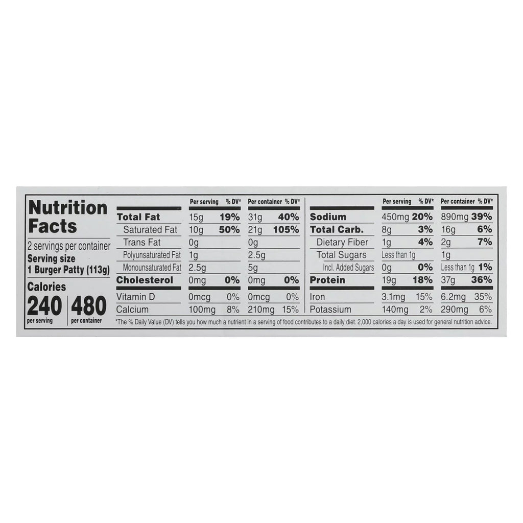 Plant-Based Burger Patties, 1/4 lb, 2 count K182