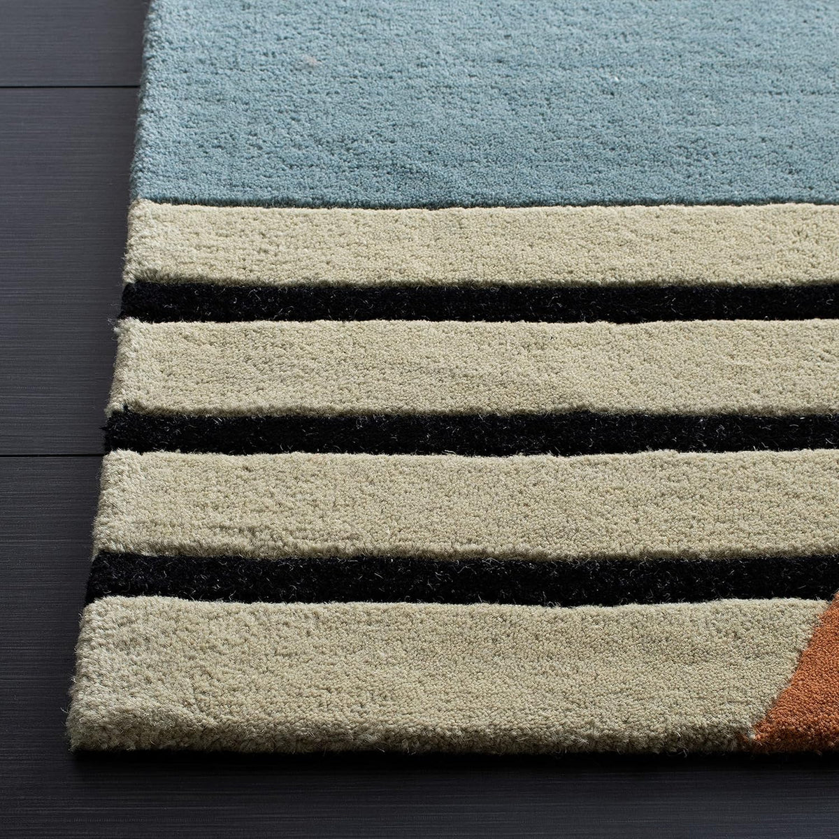 Gold Handmade Abstract Wool Runner Rug A113