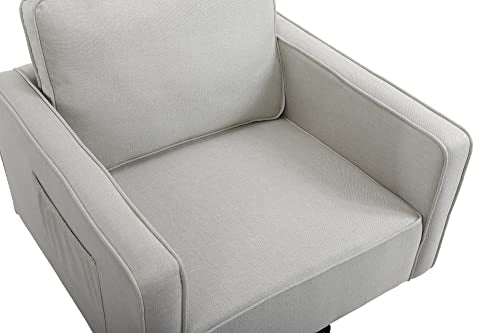 Swivel Teddy Fabric Accent Chair with Metal Base B27460