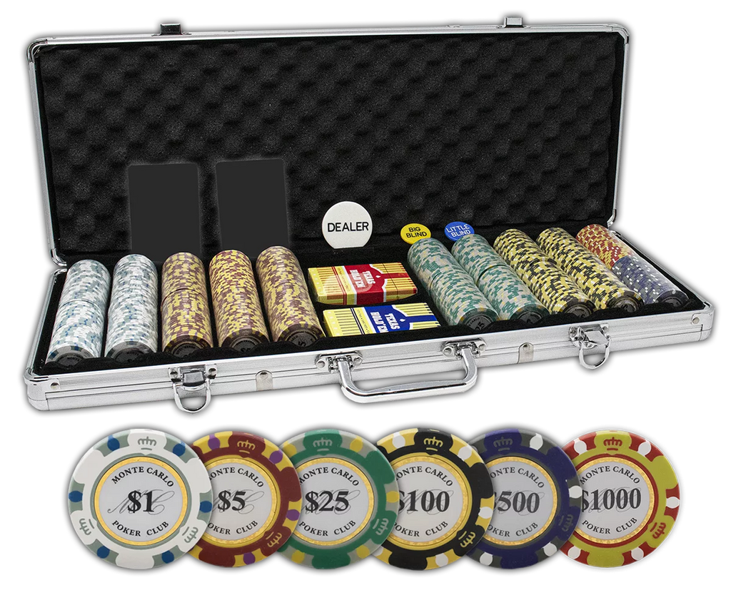 Set of 500 14 Gram 3 Tone Chips with Aluminum Case D6934
