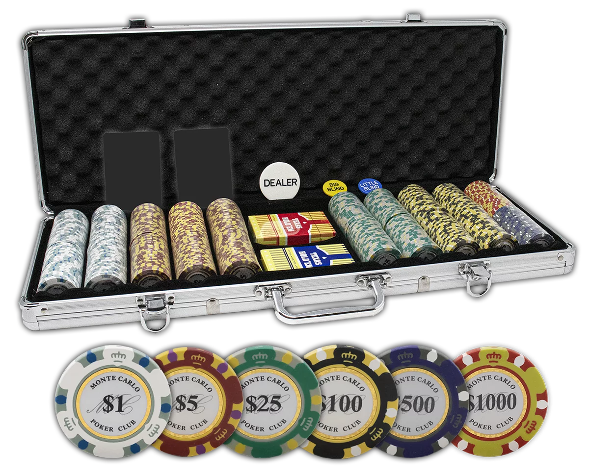 Set of 500 14 Gram 3 Tone Chips with Aluminum Case D6934