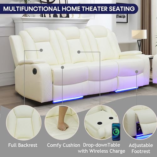 Black 3 Piece Leather Power Reclining Sofa Set L8220