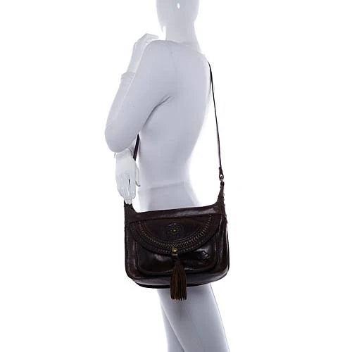 Distressed Leather Crossbody R6116