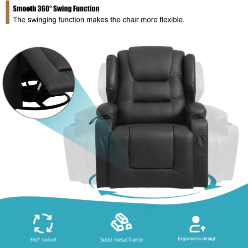 Swivel Rocker Recliner, Manual Glider Recliner Chairs, Upholstered Swivel Single Sofa Seat with Cup Holders, Side Pockets, Pillow Y538