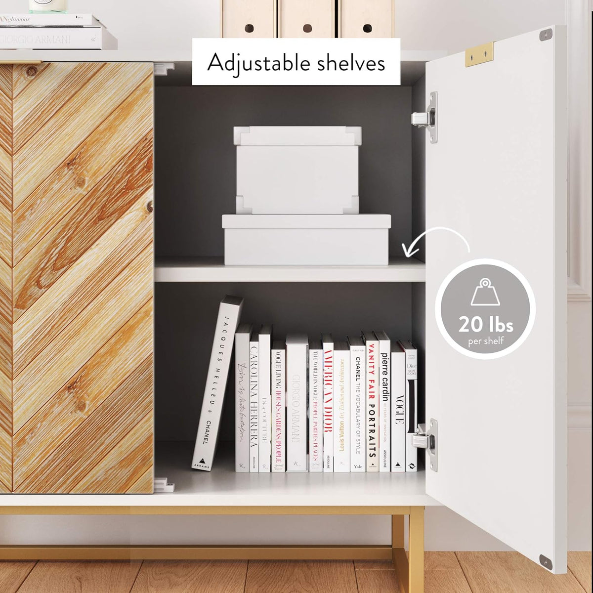 White Free Standing Accent Cabinet with Doors M968