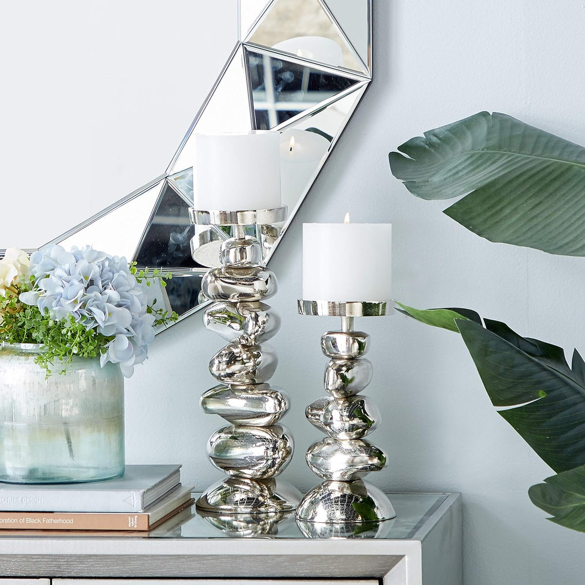 White Candle Holder Set of 2 X16333