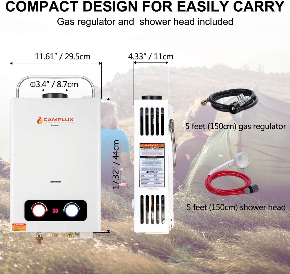 1.58 GPM Tankless Propane Water Heater with Portable Handle, White G3539