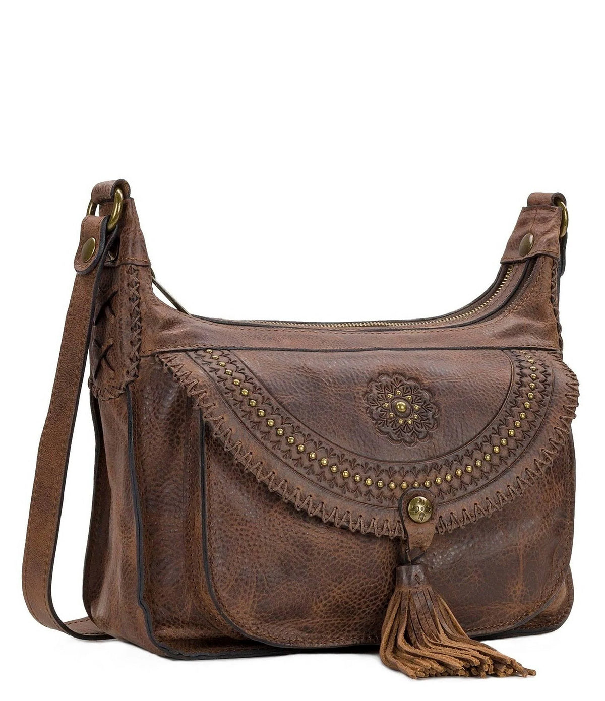 Distressed Leather Crossbody R6116