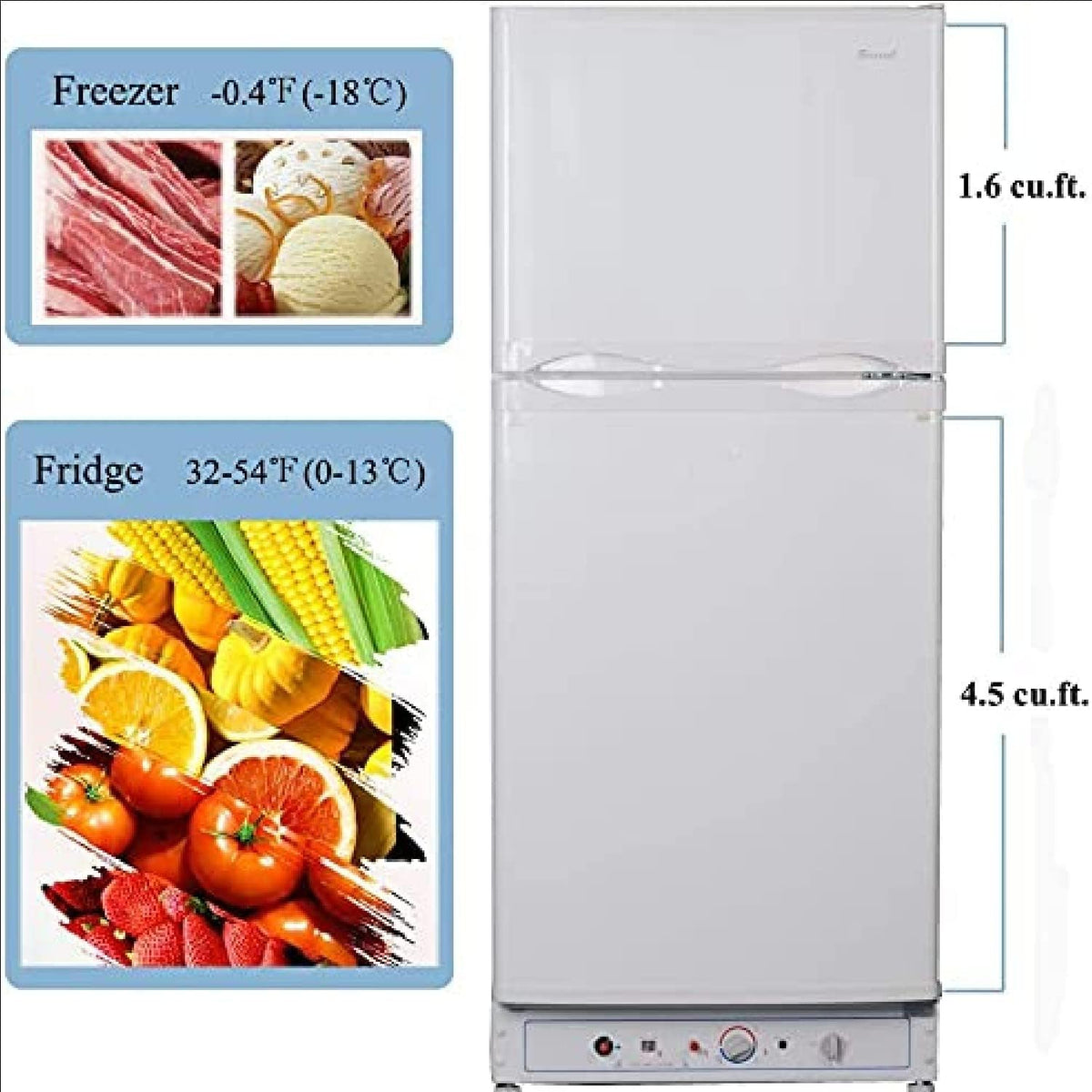 Propane Refrigerator with Freezer 6.1 cu.ft White S54271