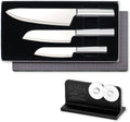 3-Piece Stainless Steel Knife Set with Aluminum Handles and Sharpener I17775